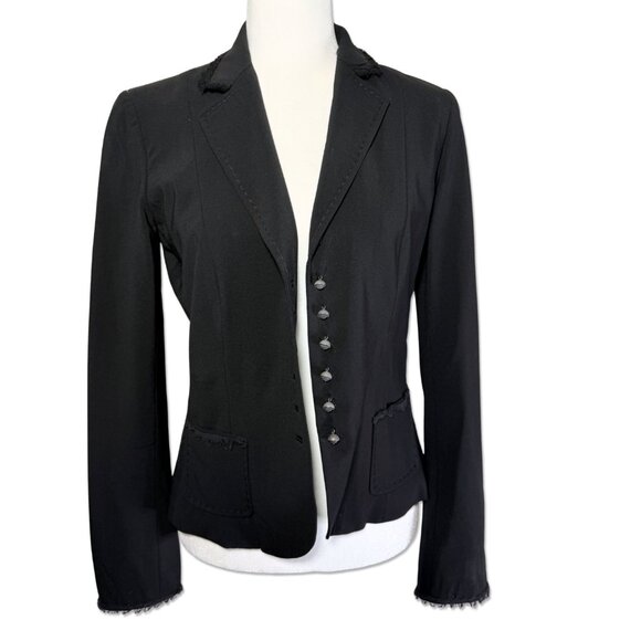 Elie Tahari Sleek Black Wool Designer Blazer Jacket Women’s Size S-M - Picture 1 of 6